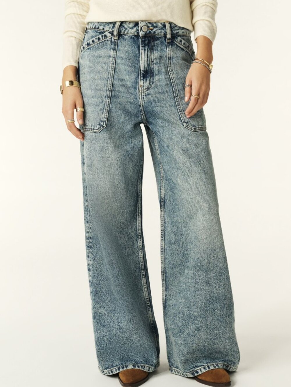 ba&sh Mellou Wide-Leg Blue Jeans Womens 38 M